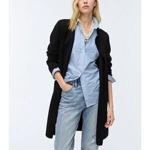 J. Crew Open Front Sweater Blazer Womens XS Black Merino Wool Classic Pockets